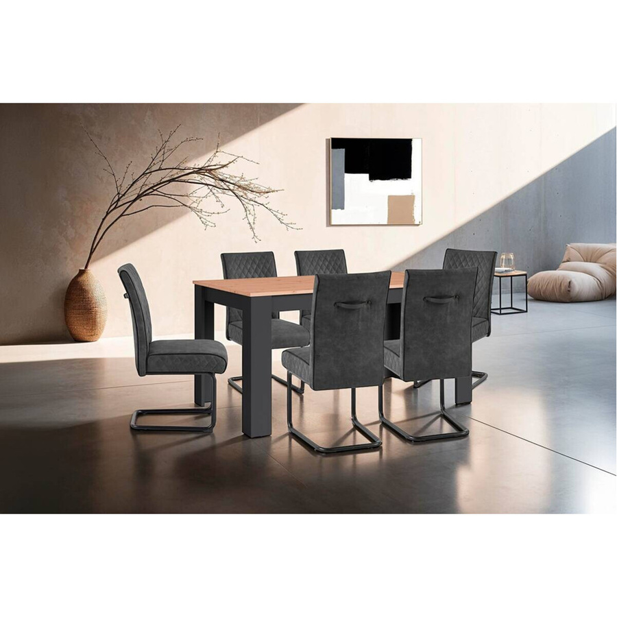 byLIVING Esstisch NORI in Anthrazit und Eiche-Optik, B/T/H: 160 x 90 x 75 cm - Bild 3