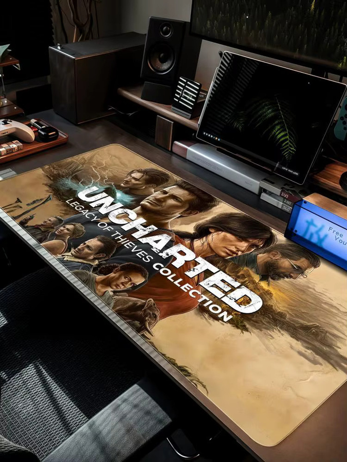 U-Uncharted 4 The Lost Legacy XXL Mauspad in Schwarz und Multicolour, rutschfeste Gamer-Schreibtischunterlage mit HD-Design, B/T: 90 x 40 cm - Bild 3