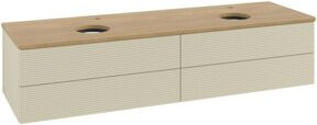 V&B Waschtischunterschrank Antao mit Frontstruktur und Beleuchtung in Eiche Grau lackiert, B/T: 160 x 50 cm - Bild 1