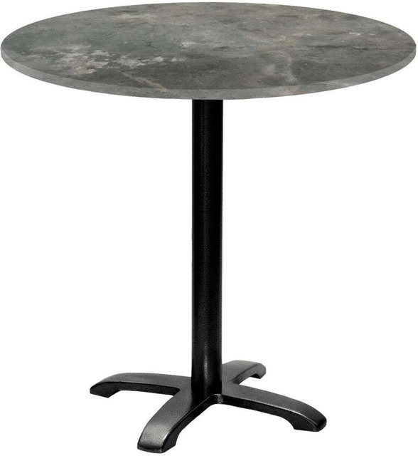 RestooTab Bazila Beistelltisch rund in Stein-Optik, Farbe Steingrau/Schwarz, H x Ø: 74 x 80 cm - Bild 1