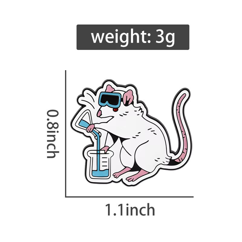Miss Zoe Brosche, Cartoon Labor Ratte, Emaille, Tier - Bild 2