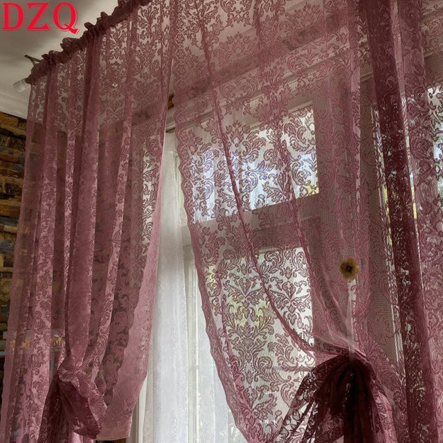 Elegante Vintage Spitze Vorhänge aus Tüll in Lila für Küche und Wohnzimmer von DZQ - Bild 1