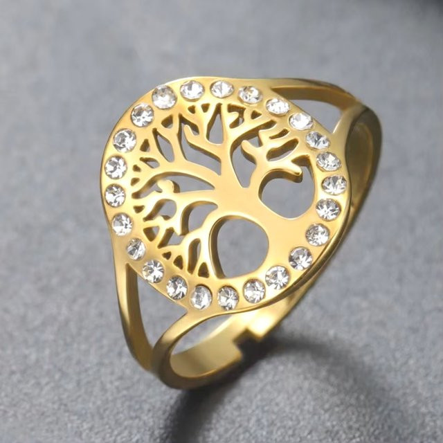 LIKGREAT Ring, Edelstahl, Zirkonia, Gold, Unisex - Bild 1