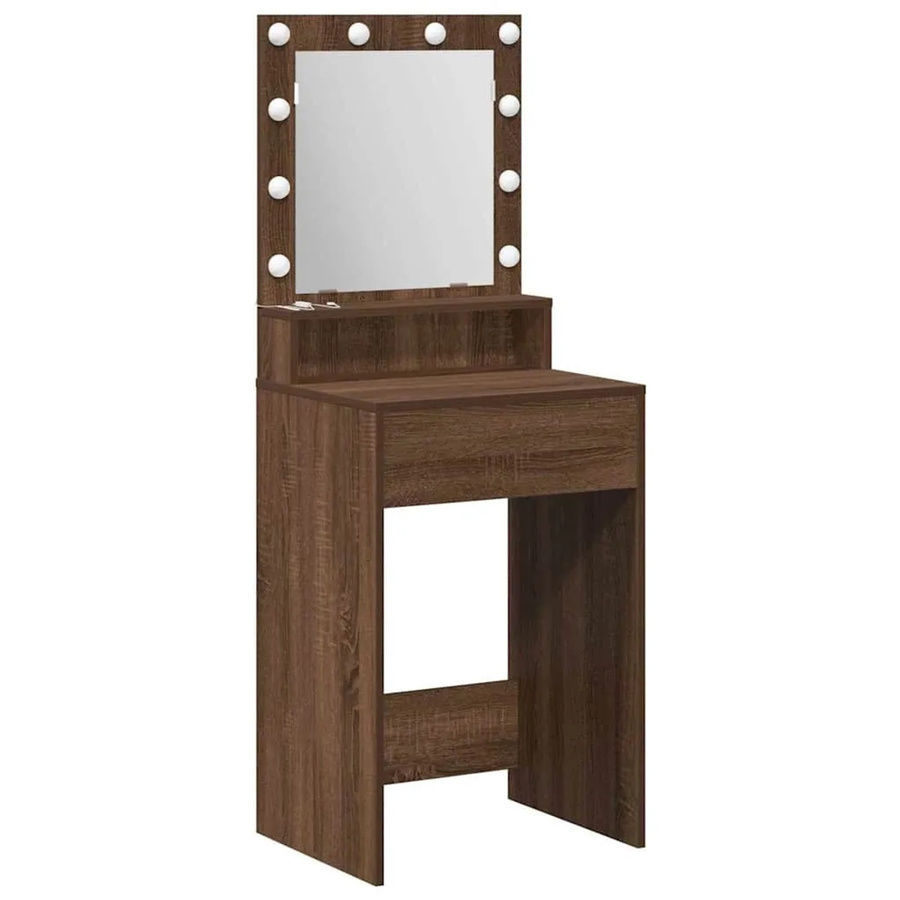 vidaXL Schminktisch in Eiche Braun aus Holzwerkstoff, modern und glänzend, B/T/H: 50 x 41 x 135 cm - Bild 2
