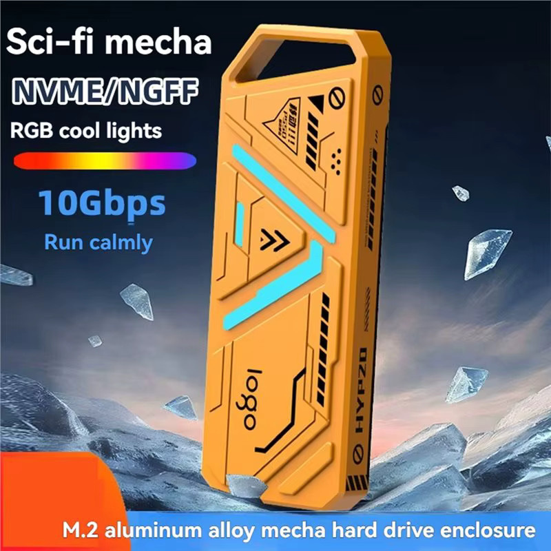 ABZZ M.2 SSD-Gehäuse Tragbares USB 3.1 Typ-C RGB Gehäuse für NGFF/NVME SSD mit 10 Gbit/s in Orange - Bild 5