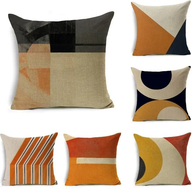 ZZN Dekorative Kissenbezüge im Nordic-Stil mit geometrischem abstraktem Design, Beige, B/B: 45 x 45 cm - Bild 1