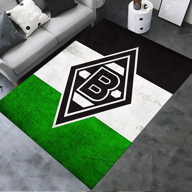 On My Love Home Borussia Teppich in Grün, moderner abstrakter Design-Bodenmatte aus Polyester, rutschfest und waschbar, B/T: 120 x 160 cm - Bild 1