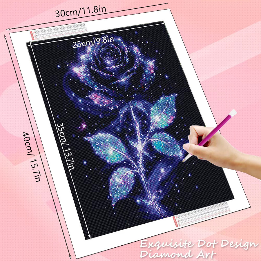 HUACAN Diamant-Kunstmalerei Rose Fantasieblume 5D DIY Diamant-Mosaik-Set in Multicolour, B/H: 30,0 x 20,0 cm - Bild 2