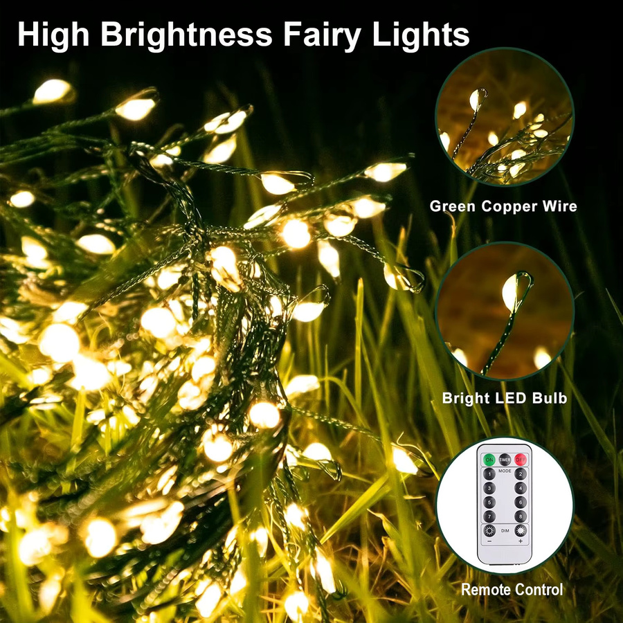IEEYEEY LED Feuerwerkskörper Lichterkette für Weihnachten, Hochzeit und Party, 30–75 m Länge - Bild 3