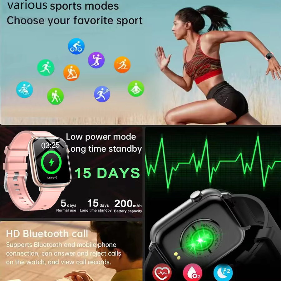 LAXASFIT Smartwatch mit Bluetooth-Anruf, Herzfrequenzüberwachung und Sprachassistent in Schwarz - Bild 3