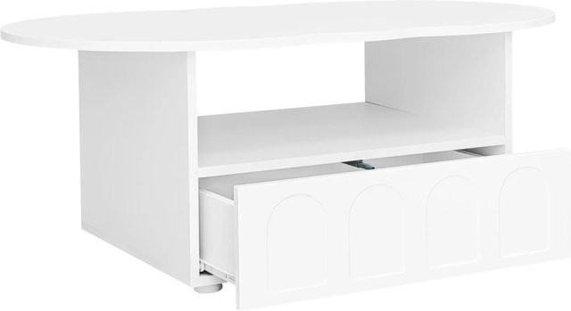 PXloue Wolkenförmiger Couchtisch in Weiß mit Schubladen und Ablagefächern, B/T/H: 60 x 40 x 50 cm - Bild 1