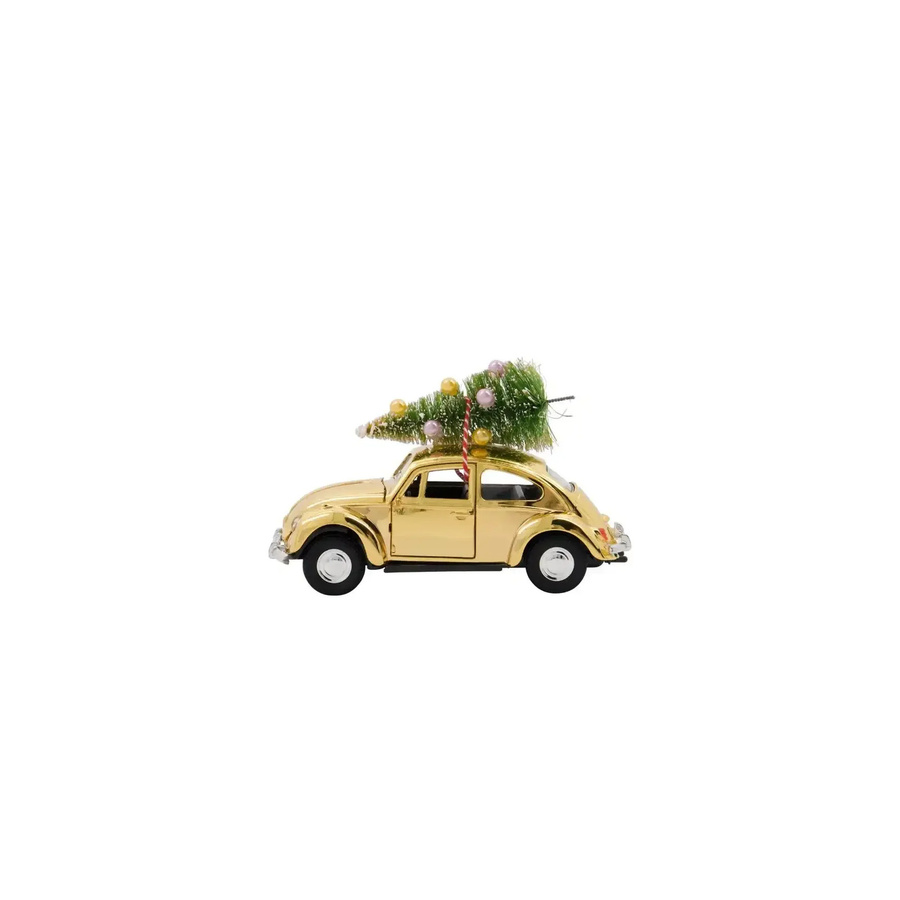 House Doctor Weihnachtsdekoration Auto mit Weihnachtsbaum in Gold aus Metall - Bild 1