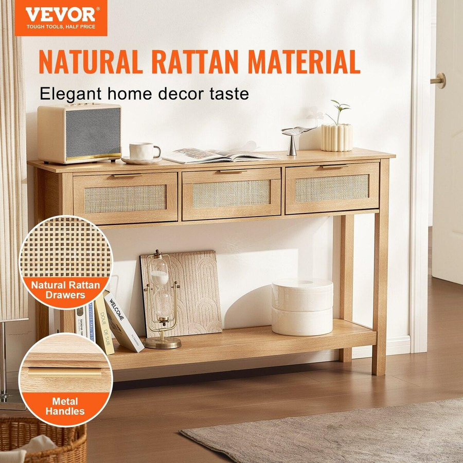 Buying Solutions MB Rattan Konsolentisch mit 3 Schubladen und Schiebetür in Natur/Beige - Bild 3