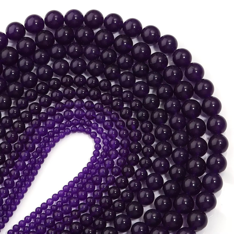 louleur Chalcedon-Steinperlen, rund, violett, Unisex - Bild 4
