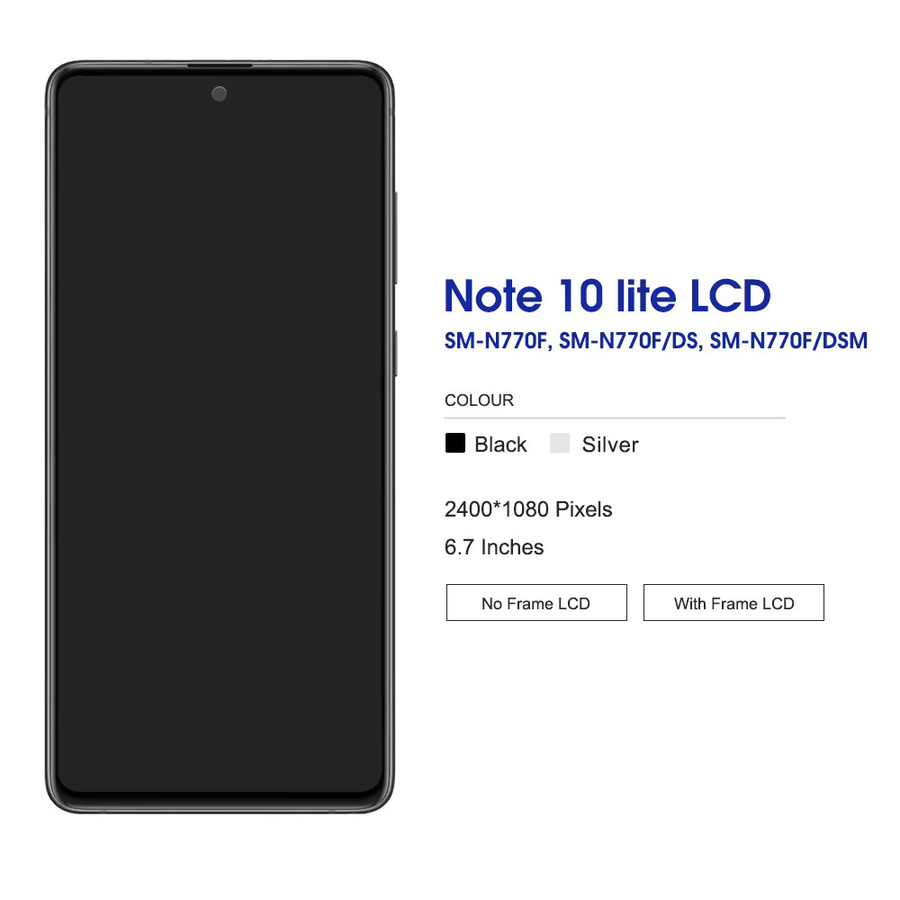 Samsung Note 10 Lite N770 Ersatz LCD Display mit 6,7 Zoll AMOLED Touch Screen und Rahmen in Schwarz - Bild 2