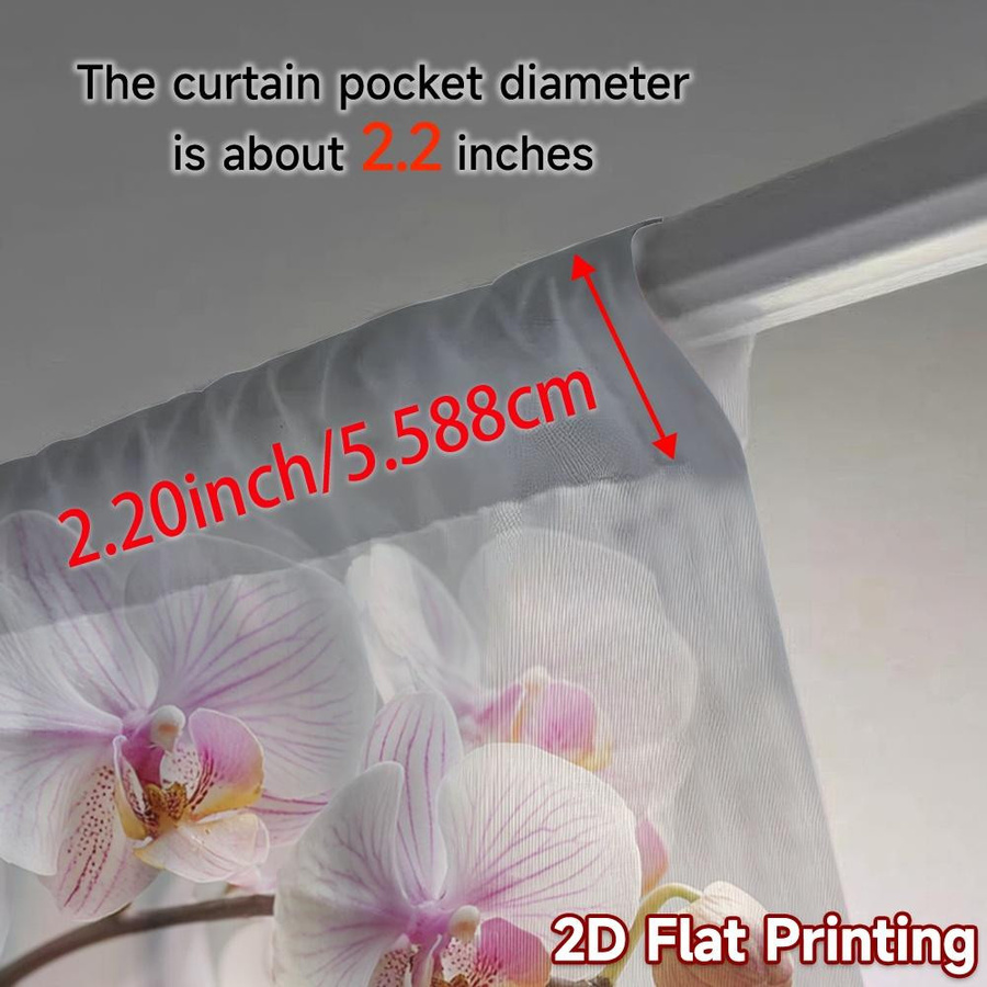 Set aus 2 transparenten Voile-Gardinen mit Orchideen-Design von Tonnika Chen, Breite: 100 cm, Höhe: 70 cm - Bild 3