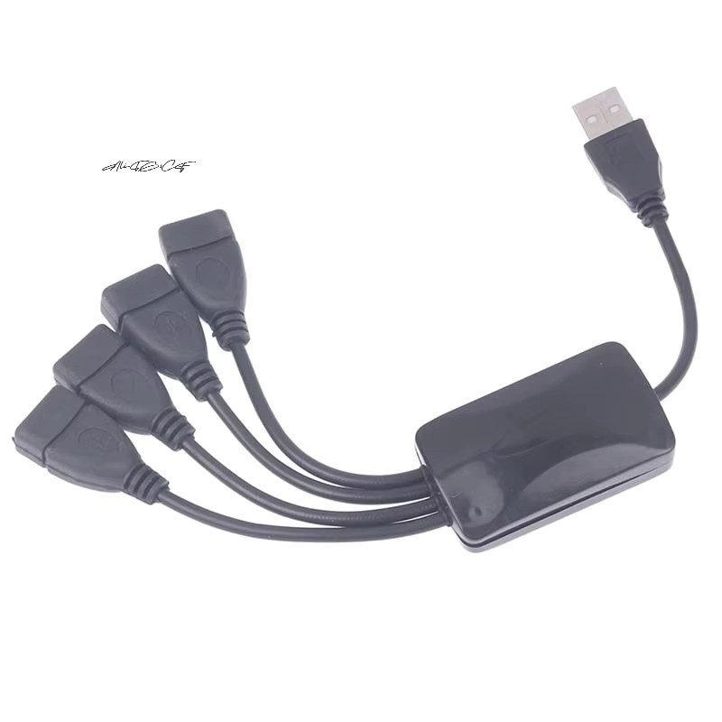 USB 2.0 Verlängerungskabel mit 1 Stecker auf 4 Buchsen als HUB Splitter Datenkabel in Schwarz - Bild 2