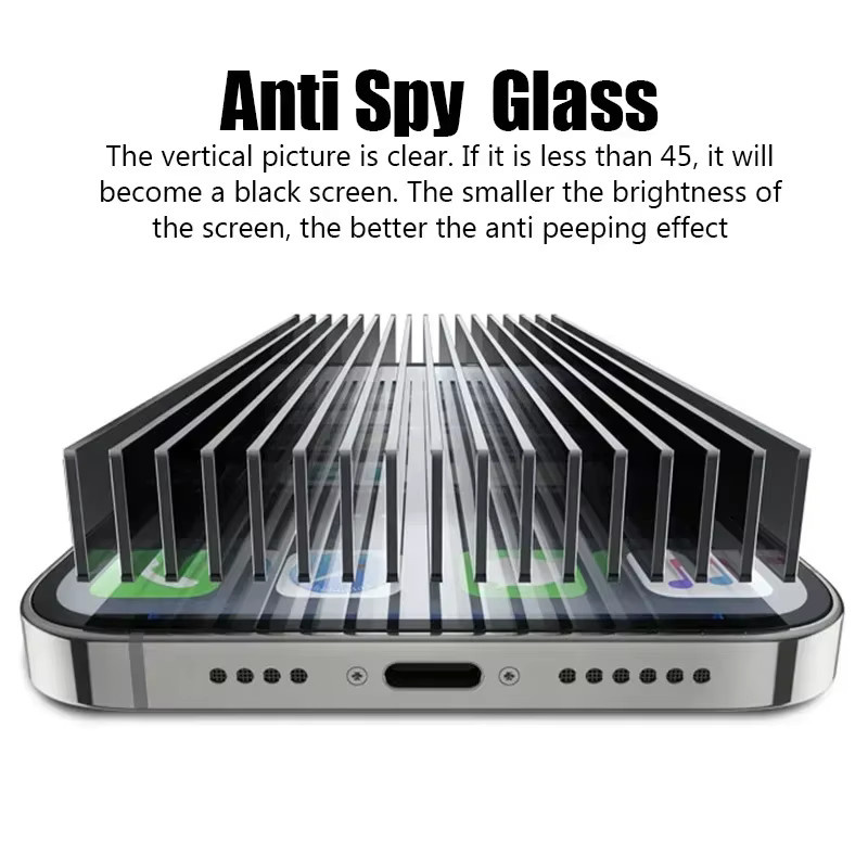 Sichtschutz-Displayschutzfolie aus Glas für Apple iPhone 15 14 13 12 11 16 Pro Max Mini 7 8 Plus SE 2020 2022 X XS XR Anti-Spionage-Glas - Bild 5