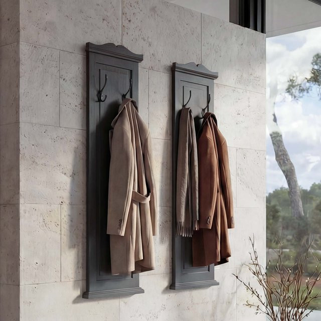 MCW 2er-Set Wandgarderobe aus Paulowniaholz in Dunkelgrau Lackiert, B/H/T: 109 x 33 x 28 cm - Bild 1