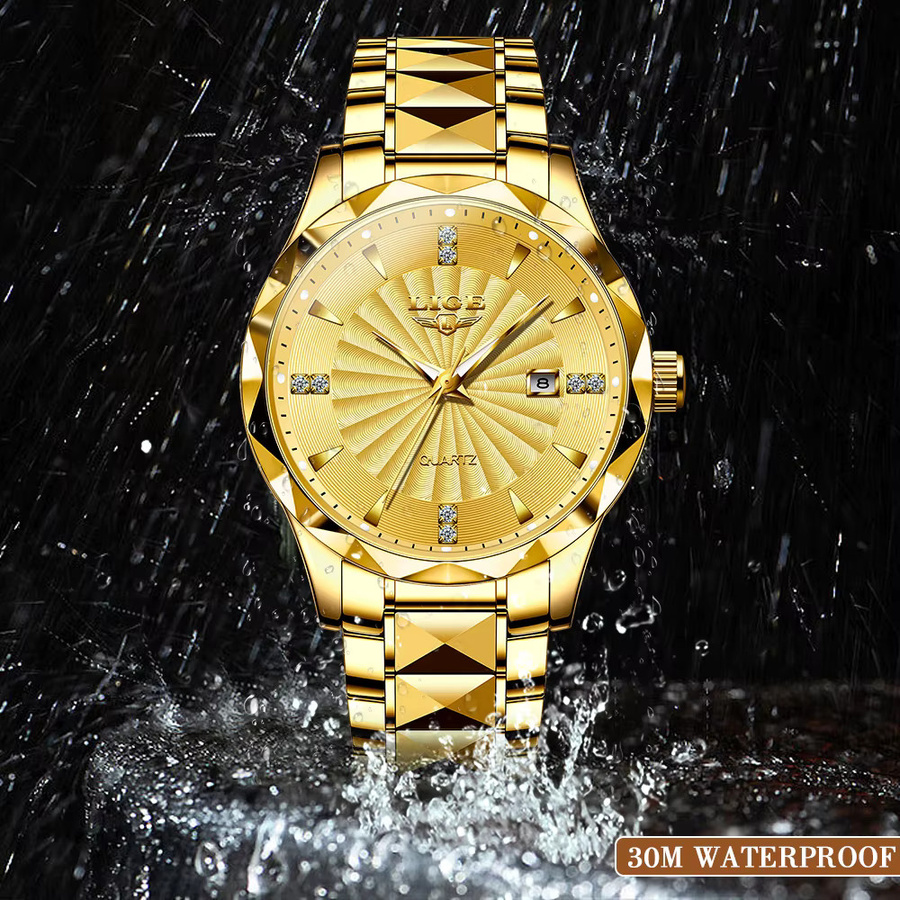 LIGE Armbanduhr, Gold, Quarz, Chronograph, Edelstahl, Herren - Bild 3