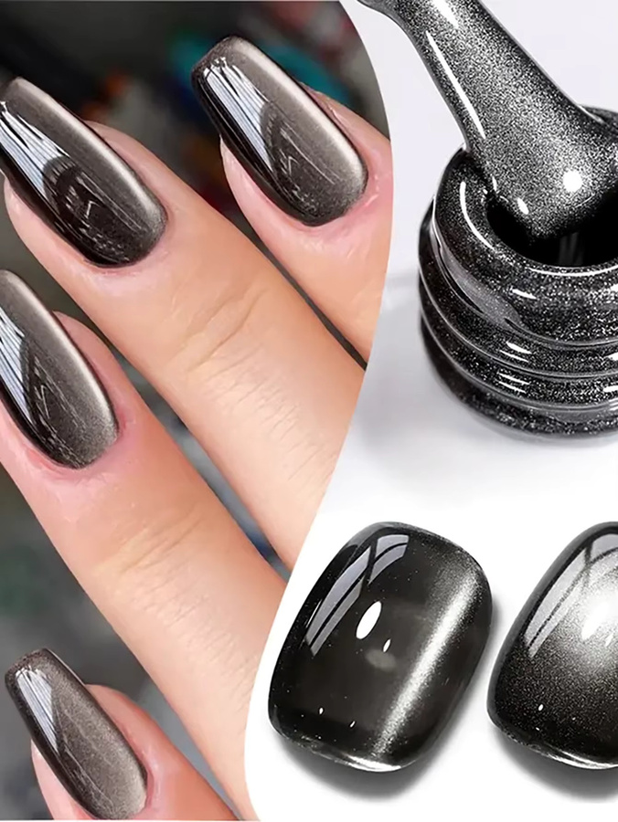 MISS SHAKA Black Crystal Cat Magnetisches Gel, Glitzer-Nagellack, Black - Bild 3