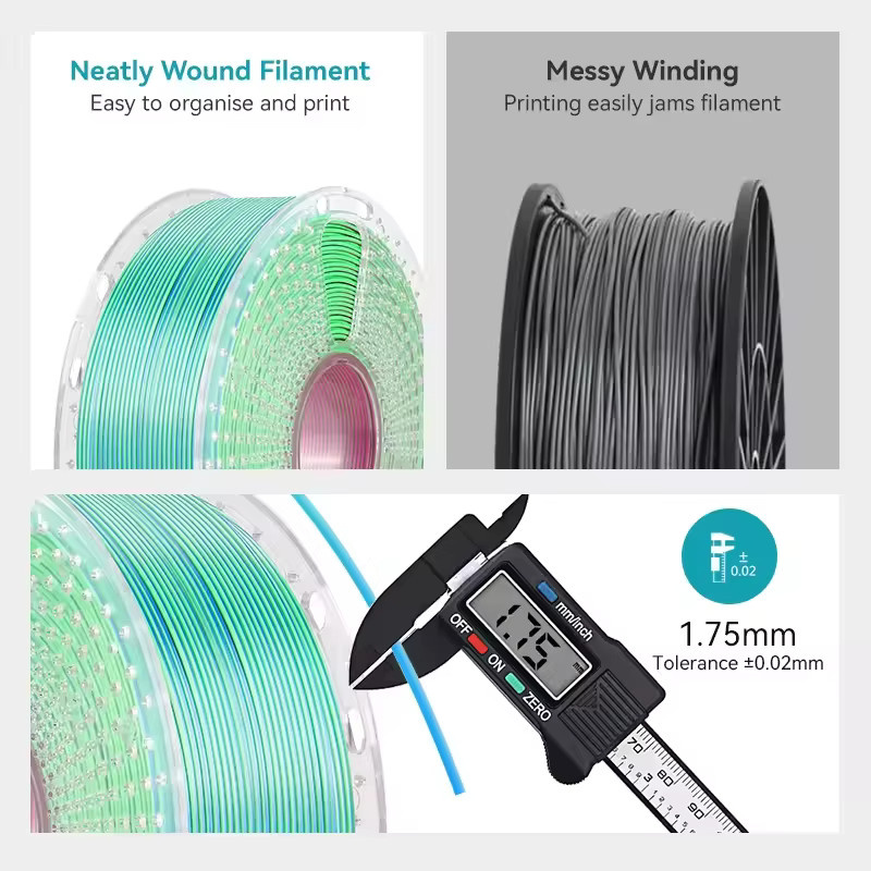 SUNLU Silk PLA Plus Filament Rainbow Multicolor 1,75 mm 2 kg - Bild 4
