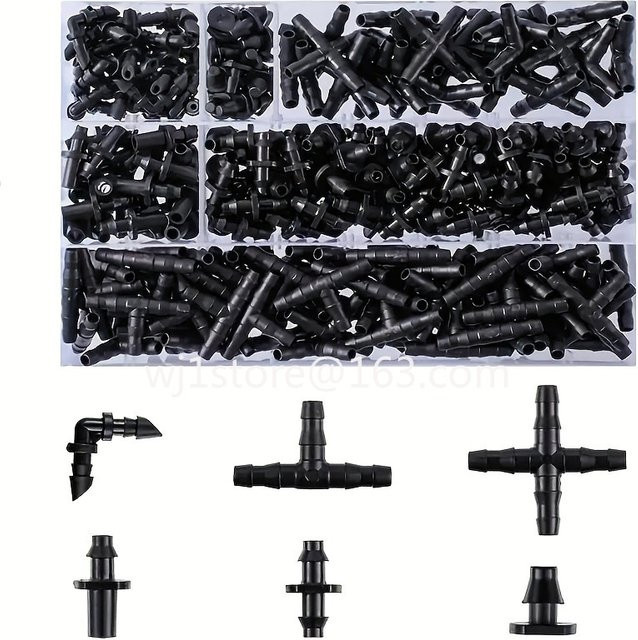 HAOYUNMA 280-teiliges Barb-Verbinder-Bewässerungszubehör-Set mit Tropfbewässerungs-Hakenverbindern in Schwarz - Bild 1