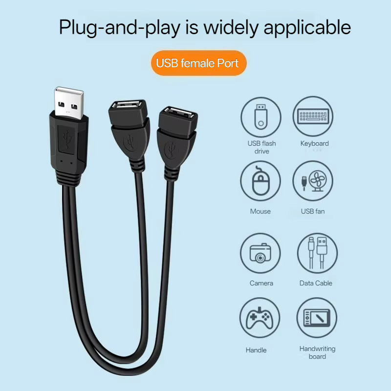 NNBILI USB 2.0 Splitter Datenkabel 1 Stecker auf 2 Buchsen USB-A Schwarz - Bild 3