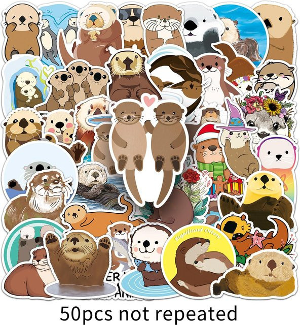 Otter Doodle Cartoon Tier Aufkleber 50-teiliges Set multicolour - Bild 1