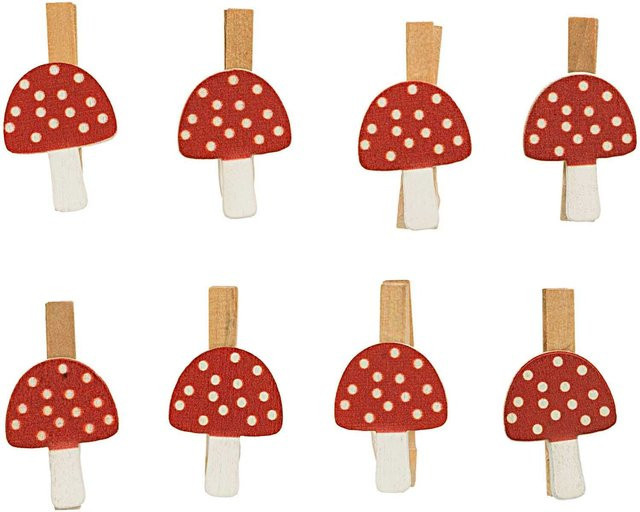 Rico Design Holzclips Pilz rot-weiß, 8 Stück, Höhe: 3 cm - Bild 1