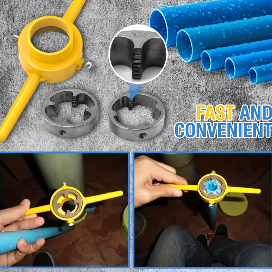 NIUXIANG 6-teiliges PVC-Rohrgewindeschneidwerkzeug-Set mit Gewindeschneidköpfen in 1/2, 3/4 und 1 Zoll - Bild 3