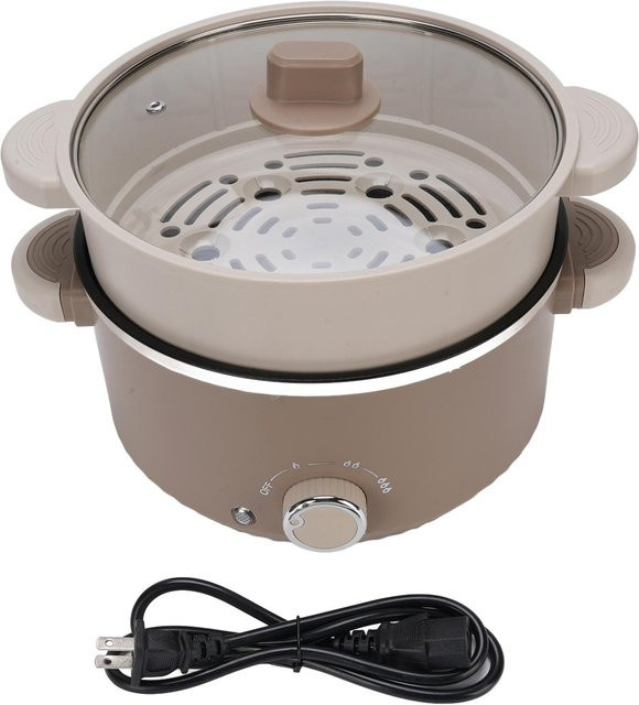 Multifunktionaler elektrischer Hot Pot von OutsideWorld mit 800W und 3l Fassungsvermögen, beige, mit Antihaftbeschichtung und Dampffunktion - Bild 1