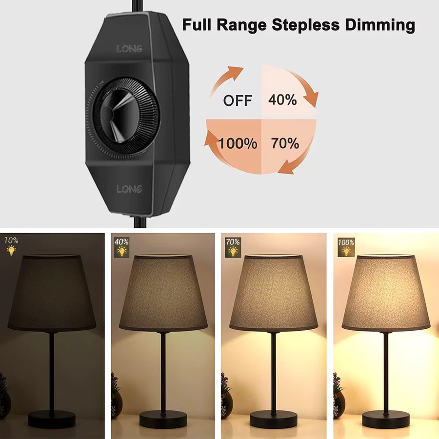 Dimmerkabel für Salzlampen und Weihnachtsbaumbeleuchtung mit US/EU-Stecker, Schwarz, Länge: 1,8 m - Bild 3