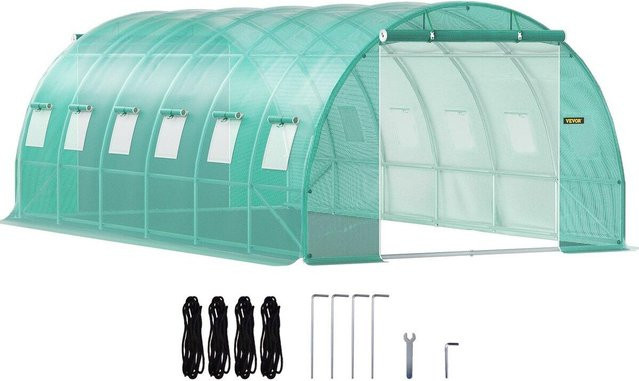 Buying Solutions MB Gewächshaustunnel Grün mit verzinkten Stahlbögen und PE-Abdeckung, B: 609,6 cm, T: 304,8 cm, H: 213,4 cm - Bild 1