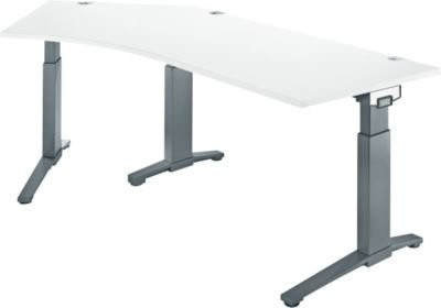 Schäfer Shop Genius ERGOSTYLE S Schreibtisch mit C-Fuß Gestell, manuell höhenverstellbar, melaminharzbeschichtet, weiß/anthrazit, B: 216,5 cm, T: 80 cm, H: 67,5-89,5 cm - Bild 1