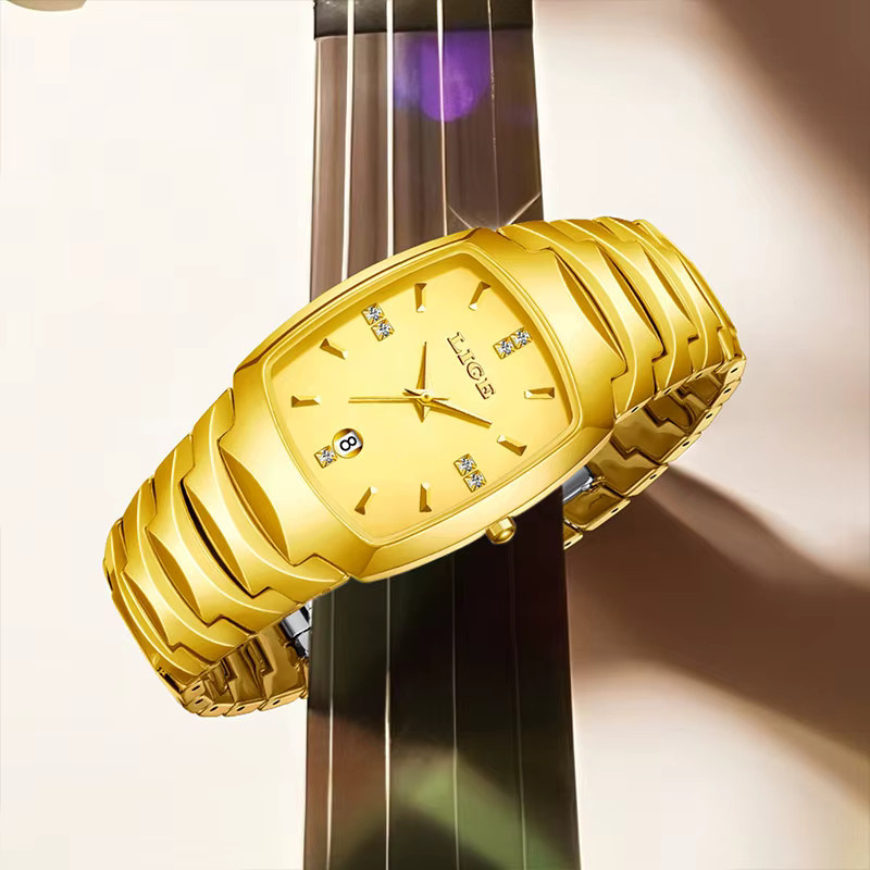 LIGE TOP Damenuhr, Keramik, Quarz, Gold, pink, Datum - Bild 5
