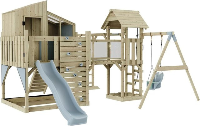 OutdoorToys Spielturm Liv mit Babyschaukel in Eisblau und Multicolour aus Holz und Stahl - Bild 1