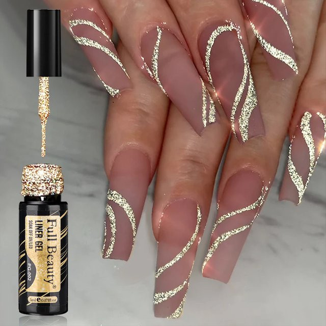 Full Beauty Gel Nagellack, Champagner Gold Silber Glitzer - Bild 1