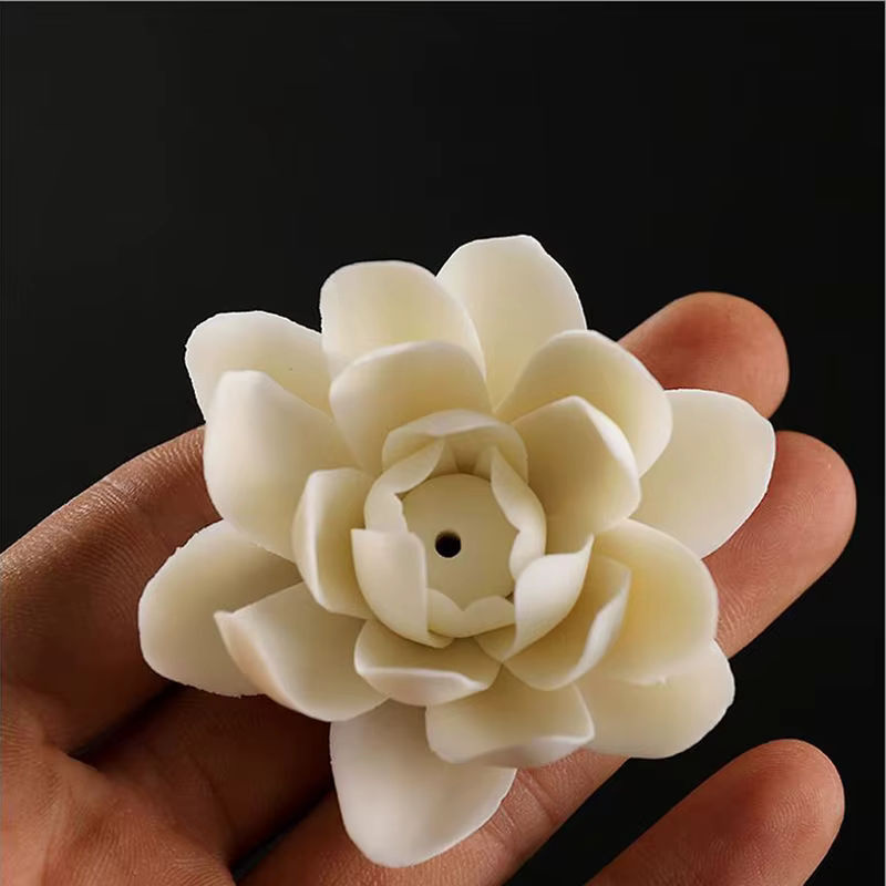Weißer Lotus Weihrauchbrenner aus Keramik für Aromatherapie und Dekoration - Bild 5