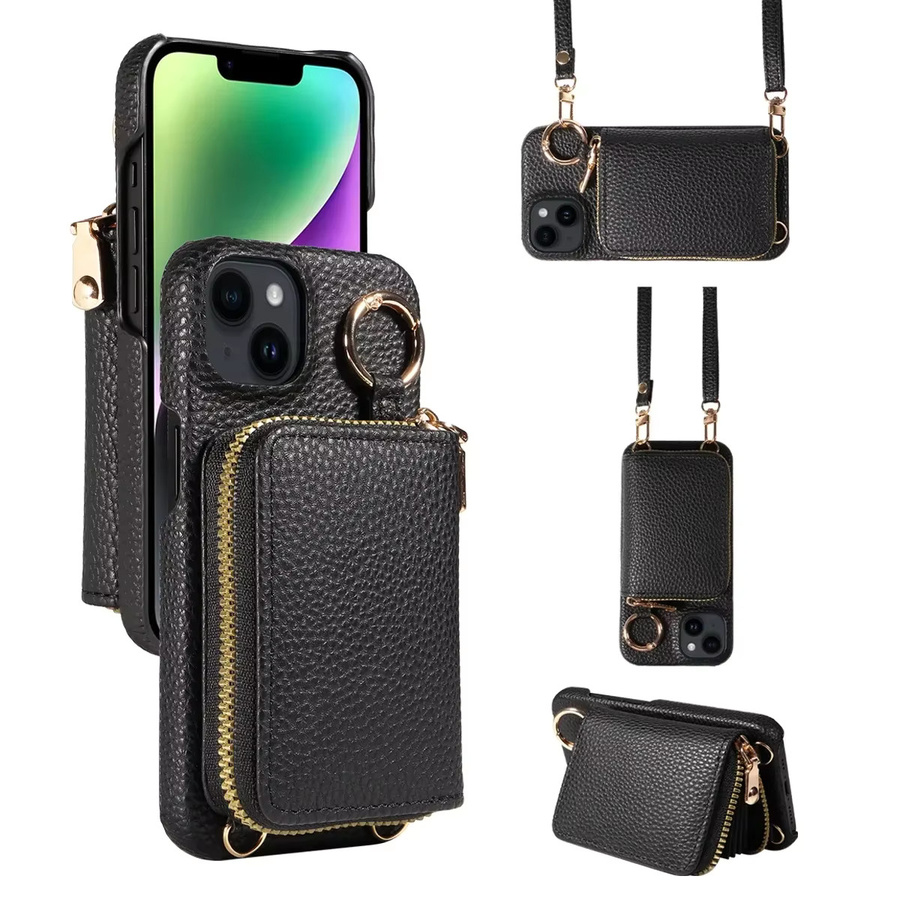 Samsung Wallet Handyhülle aus PU-Leder mit Kartensteckplätzen und Lanyard für Galaxy S25 S24 S23 S22 S21 S20 Ultra Plus FE in Schwarz und Beige - Bild 2