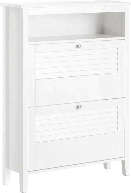 SoBuy Schuhkipper Schmal Schuhschrank mit 2 Klappen für Diele und Flur, Weiß, H x B x T: 108 x 80 x 25 cm - Bild 1