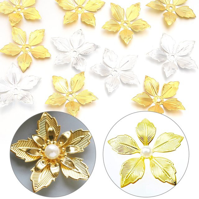 Blumen Buchse Anschlüsse Charms, Gold Silber, Vintage, Unisex - Bild 1