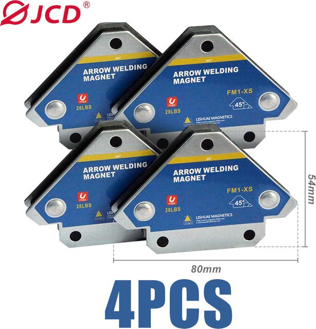 JCD 4er-Set magnetische Schweißfixierer in Blau mit 45°, 90° und 135° Winkeln als Mehrwinkel-Magnet-Schweißpositionierer und Ferrit-Hilfswerkzeug - Bild 1