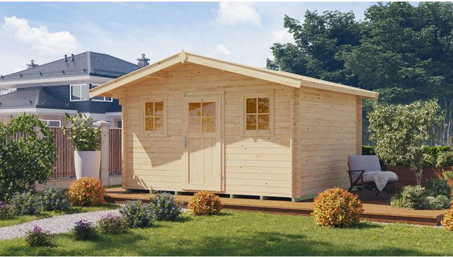 WEKA Gartenhaus 110 Gr.2 aus europäischer Fichte mit Satteldach in Beige, B/H/T: 460 x 262 x 380 cm - Bild 1