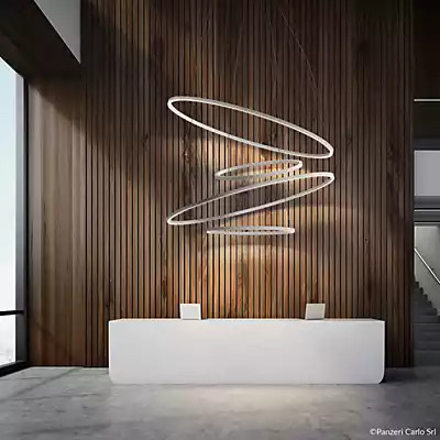 Panzeri Brooklyn Round Pendelleuchte mit LED in Weiß, Durchmesser: 100 cm - Bild 1
