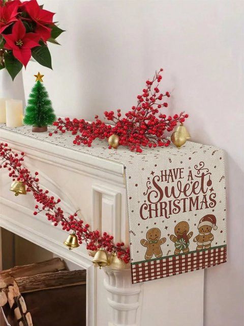 JIT Weihnachts-Tischläufer mit süßem Lebkuchenmann-Muster zur festlichen Dekoration deines Esstisches - Bild 1