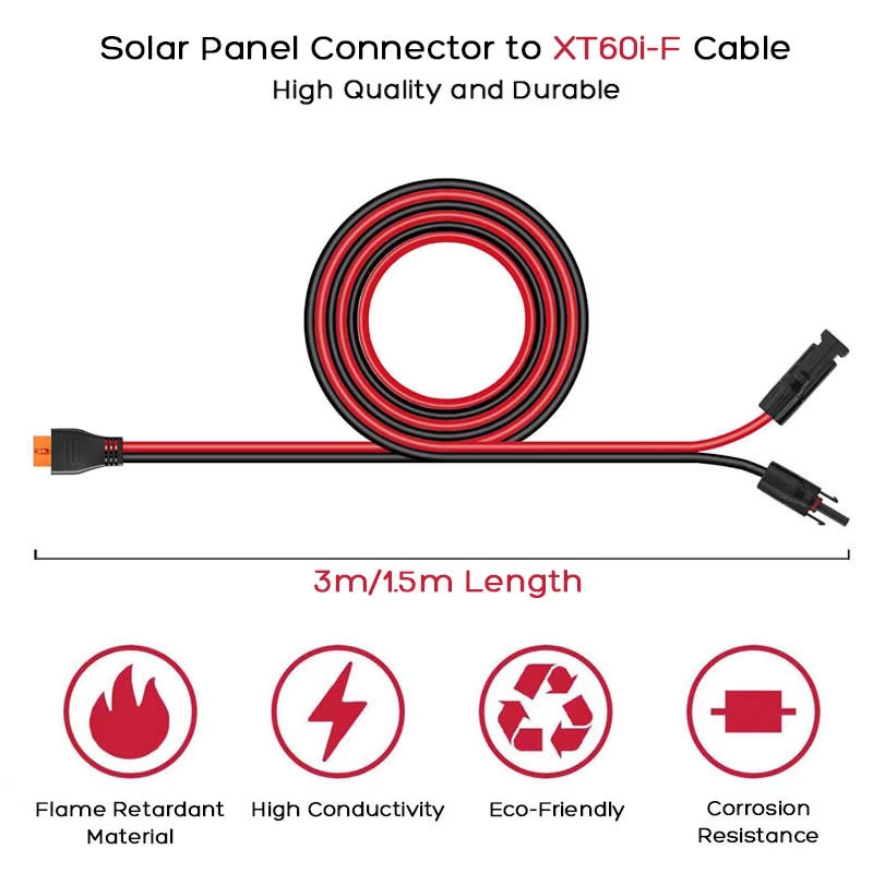 April Ample Solarpanel Ladekabel mit XT60i-F Stecker, 12 AWG, Länge: 3 m und 1,5 m für ALLPOWERS, Ecoflow River/Delta, Anker SOLIX und Bluetti Solarstromstationen - Bild 3