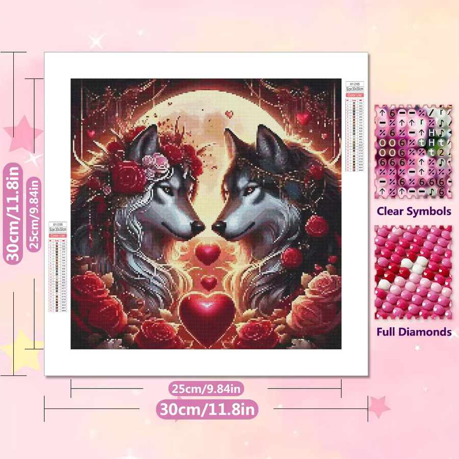 EverShine DIY Diamant-Mosaik Wolf und Rose Stickerei Set mit Rundbohrern in Multicolour, B/H: 20 x 20 cm - Bild 2