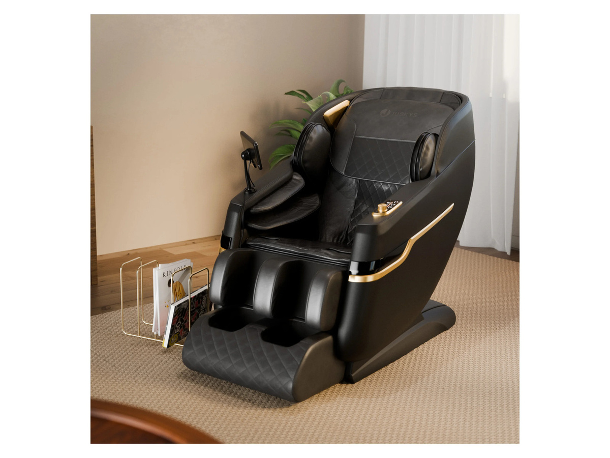 Juskys Massagesessel Naxos in Schwarz mit PU-Leder und Stahlgestell - Bild 2