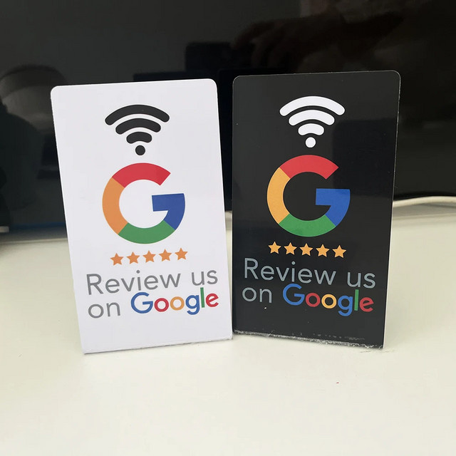 Programmierbare Google Review NFC-Stationstabelle in Weiß, 13,56 MHz NFC-Display Biegekarte als stehende Markenhalterung - Bild 1